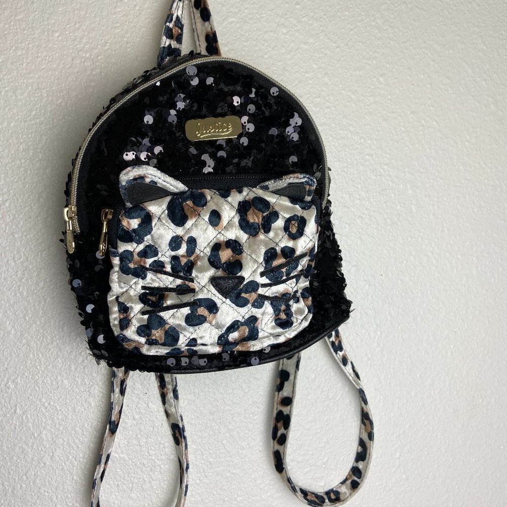 Justice mini sequin cat backpack Like new